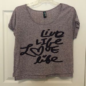 Live life love life crop top